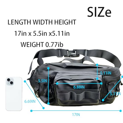 Fishing Fanny Pack for Men -Fishing Fanny Pack-Lightweight and Fishing Sling Pack - color: Black