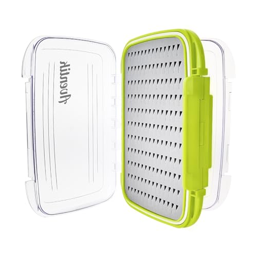 Aventik Waterproof Clear Fly Box Double Sides Floating Lightweight Fly Fishing Case Large Capacity Grip Foam Nymph Wet Dry Flies Lure Box(H18 Green, SIZE C:7.32X4.56X1.57inch) - color: Green, size: SIZE C:7.32X4.56X1.57inch