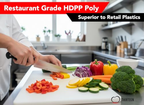 Commercial Grade Plastic Cutting Board 18 x 12 x 1/2 Thick High Density White Poly, NSF Certified and Dishwasher Safe for Food Service - color: White