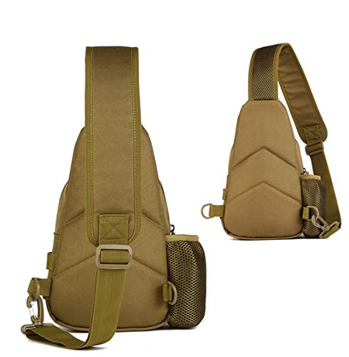 Hebetag Leather Sling Bag Crossbody Backpack for Men Women Travel Outdoor Camping - color: #31khaki(nylon)