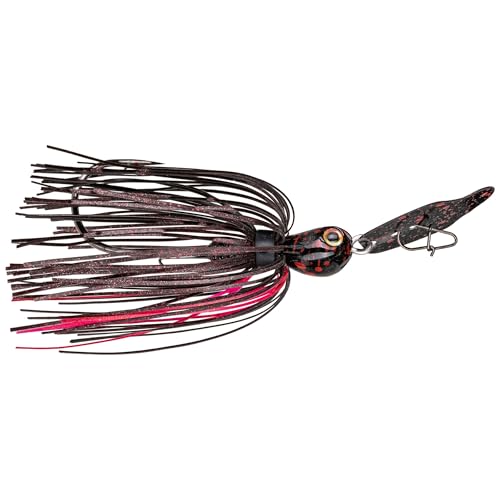 Strike King Thunder Cricket Fishing Lure, Vibrating Swim Jig, Silver Blade, 4/0 Jungle-Style Flipping Hook - color: Black Widow, size: 3/8 oz