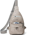 LATMAP 7L Sling Bag for Women Men Crossbody Belt Bag Small Travel Sling Backpack Anti Theft Chest Daypack Purse Faux Leather - color: Greyish
