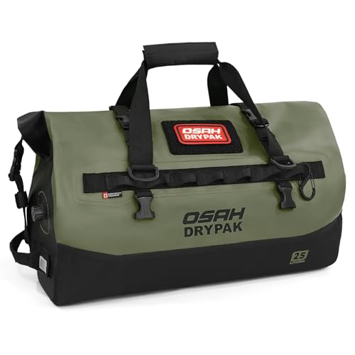 OSAH DRYPAK Waterproof Duffel Bag 25L/40L/60L – Heavy-Duty Motorcycle Tail Bag, Roll-Top Dry Bag for Travel, Camping, Boating, Kayaking, Outdoor Adventure - color: OLIVE, size: 25L
