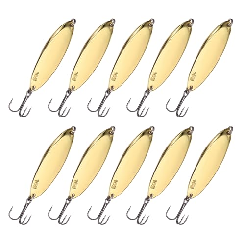 Fishing Spoons Lures, Metal Saltwater Treble Trout Lures Jigging Spoon with Treble Hooks Casting Spinner Baits - color: Gold, size: 18g / 3/5oz