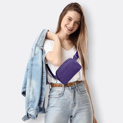 JSJ Mini Fanny Pack for Women & Men,Valentines Day Gifts for Girls Teens Kids Daughter Sister Her,Trendy Stuff Crossbody Bags Cute Everywhere Belt Bags. (Purple) - color: Purple