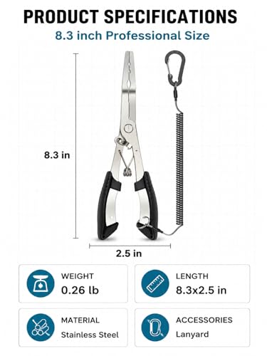420 Stainless Steel Fishing Pliers, Multi-functional Fishing Tools Hook Remover Line Cutter Pliers, Lockable Handy Fishing Gear for Saltwater Freshwater, Gifts for Men