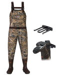 HISEA Womens Chest Waders, 4.5mm Neoprene Leopard Hunting Wader for Women with Insulated Boots, Waterproof Fishing Waders - color: Next Camo, size: 9