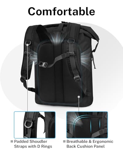 Gonex Waterproof Ultralight TPU Backpack 35L Roll Top Dry Bag, Kayaking | Back Padding, Camping, Fishing, Travel, Adjustable Straps, External & Internal Storage Pockets, Black - color: Black, size: 35L