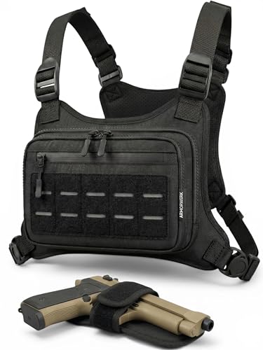 CCW Chest Pack for Men & Women, Adjustable Chest Pack for Running, Hiking, Cycling & Travel, Front Storage Bag with Secure Zip Pockets for Workouts, Walking, Travel & Everyday Carry Daily
