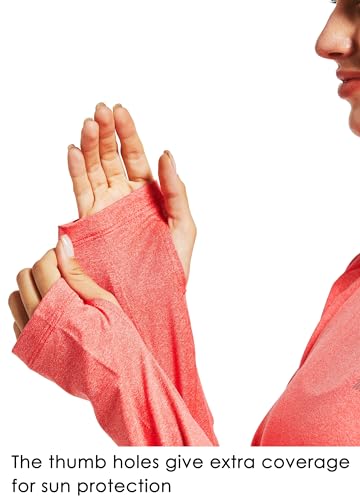 Willit Women's UPF 50+ Sun Protection Hoodie SPF Shirt Long Sleeve Hiking Fishing Outdoor Shirt Lightweight Hoodie - color: Heather Red, size: X-Large