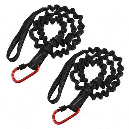 Kayak Paddle Leash, Stretchable Coiled Rod Leash for Kayak, Paddleboard Paddle and Fishing Rod, Extended Length 5"-7", Fishing Accessories for Kayak and Paddles - color: black