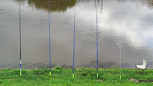 Fishing Rod Holders for Bank Fishing,Bank Fishing Rod Rack Stand,Fishing Pole Holders Ground, with Copper Fishing Rod Alarm Bell (4 Set Green)