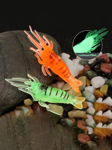 40PCS Fishing Shrimp Lures Artificial Silicone Soft Bait Set Luminous Swimbait Shrimp Fishing Lure with Hooks Fishing Tackle - color: Transparent(10pcs)