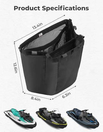 KEMIMOTO Jet Ski Organizer Bag - 3-Layer Mesh Nylon Storage Bag Boat Accessories Marine Collapsible Bag Fishing Boat Essentials Ski Storage for Tools Gear & Accessories Easy to Install & Remove