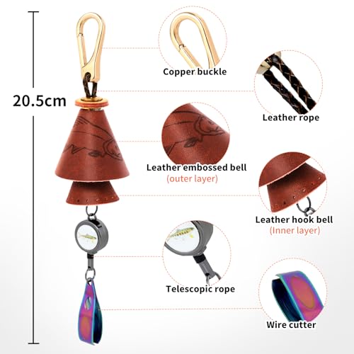 Fishing Decor Backpack Car Hanging Charm, Hanging Fish Chime,Handicraft Gift for Fishing Enthusiasts Multi-Functional Lure Gear - style: Copper