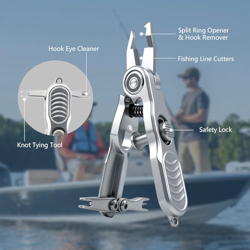 Multifunctional Fishing Line Cutters – Fly Fishing Nippers with Retractors, 420 Stainless Steel Knot Tying Tool and Braided Line Scissors Clippers, Rustproof Fishing Gear Gifts for Men