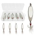 Fishing Spoons Fishing Lures Casting Spoon Metal Jig Lure Trout Lures for Freshwater/Saltwater, Reflective Spoons Bait with Treble Hooks Fishing Tackle 5 Pcs - color: Sliver (5pcs), size: 3/8oz