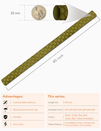 Accering Fishscale Pattern Heat Wrap Tubing Fishing Rod Grip Shrink Wrap Skid Resistant for Kitchen Supplies Knife Handle (φ35mm, L3.3ft, Brown Gold) - color: BrownGold, size: φ35mm, L3.3ft