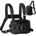 Outdoor Chest Bag for Men, Water-Resistant Fishing Chest Pack, Tactical Vest for Running, Cycling, Hiking - color: Black