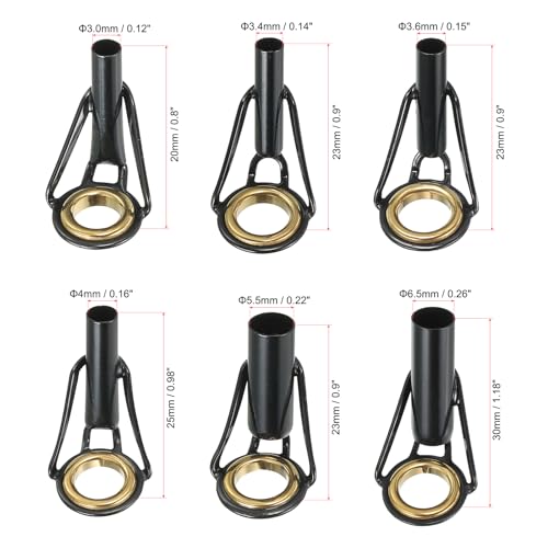 PATIKIL Fishing Rod Tip Repair Kit Stainless Steel Pole Ring Guide Replacement for Saltwater Freshwater Fishing - color: Golden, size: 3.0-6.5mm