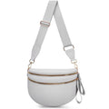 Pure Colour Crossbody Bum Bags for Women Spacious Checkered Cross body Bag Nylon Trendy Fanny Pack for Travel - color: Light Grey