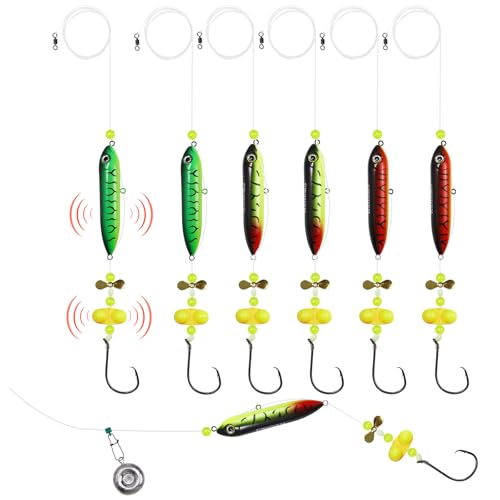 Catfish Float Rig Demon Dragon Style Rattling Line Float Propeller and Circle Hooks 6/0 8/0 for Santee Cooper Rig Catfishing Tackle - color: 6/0 Hook Catfish Rig - 6 PCS