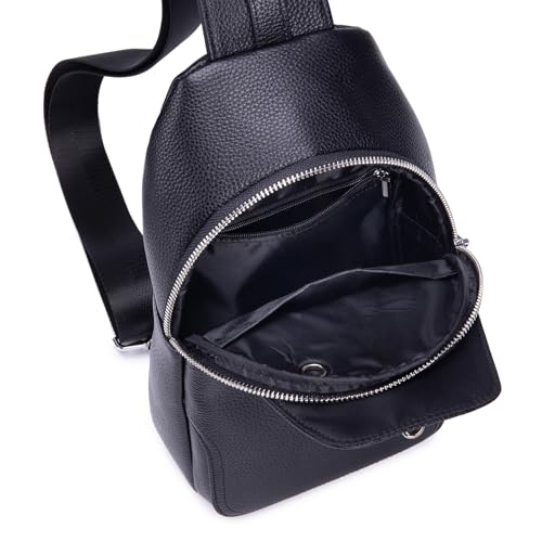 Vintage Leather Sling Bag Backpack for Men Crossbody Shoulder Chest DayPack Backpacks - color: #93black