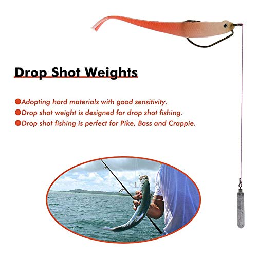 Croch Drop Shot Weights Hand Poured Size 1/8 1/4 3/8 (20 per Pack) - size: 1/4OZ