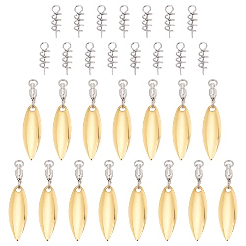 SUPERFINDINGS 15Pcs Fishing Lures Willow or Colorado Blade Spinner Blades Bearing Swivels Tail Spinner Spinnerbait Lure Making Supplies Bass Lures - color: Golden