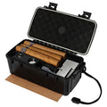 Travel Cigar Humidors Box Case with Cigar Accessories &Spanish Cedar &Humidifier &Cigar Cutter &Cigar Stand Cigar Punch Cutter Hold 12-15 Count Cigar Waterproof Case Crushproof, Airtight Seal Portable - size: store 12-15 cigars
