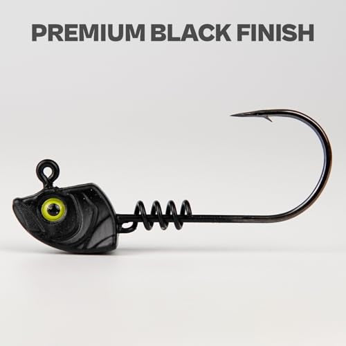 15-Pack Screw Lock Swimbait Jig Heads – 3D Chartreuse Eyes 1/8 3/16 1/4 3/8 1/2 oz, 3/0 & 4/0 Fishing Hooks - color: Black, size: 1/8oz - 15Pack