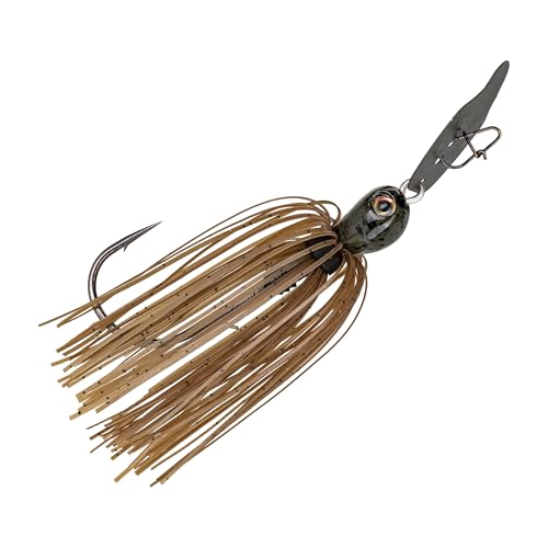 Strike King Thunder Cricket Fishing Lure, Vibrating Swim Jig, Silver Blade, 4/0 Jungle-Style Flipping Hook - color: Green Pumpkin, size: 3/8 oz
