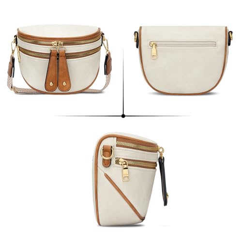 KKXIU Crossbody Sling Bag for Women Trendy Fanny Pack Vegan Leather Chest Bag | Trendy - color: Beige