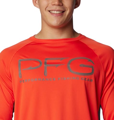 Columbia Men's Terminal Tackle Vent Long Sleeve - color: Bright Poppy/City Grey, size: Small