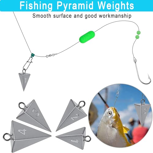 Pyramid Sinkers for Surf Fishing – Lead Fishing Weights, No-Roll Bottom Hold - style: 3oz - 6pcs