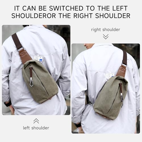 MOYYI Canvas Sling Bag Small Crossbody Bag for Men & Women, 2.5L Mini Casual Daypack Shoulder Bag, 2.5L Capacity (Green) - color: 8004green-2.5l