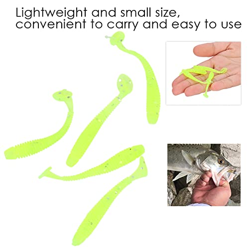 Akozon 50PCS Soft Plastic 5cm Fishing Lures, Ttail Grub Worm Bait, Fish Tackle Accessory in Vibrant Orange Color, Ideal for Fishing Enthusiasts - Pack of 50 - color: Fluorescent Green