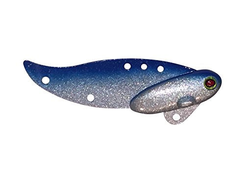 1 1/2oz - Blitz Blade - Blade Bait for Walleye, Lake Trout, COHO Salman, Pike, Musky Made in USA 100% Zinc Alloy - color: Silver Blue