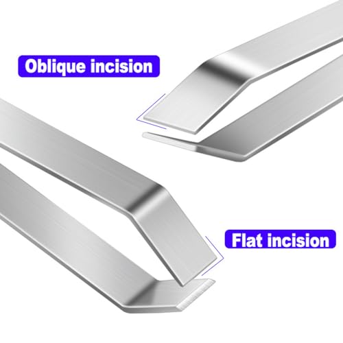 2 Pieces Fish Bone Tweezers,Salmon Bone Tweezers,Stainless Steel Fish Deboner Tool,Flat and Slant,Hair Removal Clip for Kitchen Cooking Food and Design Styling