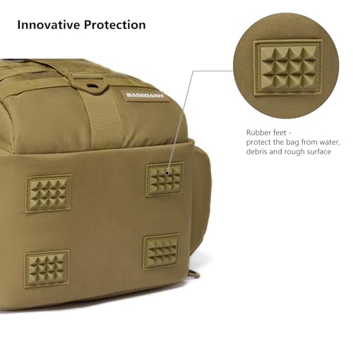 BASSDASH Convertible Fishing Backpack Sling Bag with Rod Holder, Adjustable Tactical Water-Resistant Tackle Storage Pack FP07 - color: Brown Khaki, size: Large