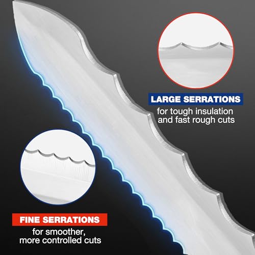 WORKPRO 11-Inch Insulation Knife, Stainless Steel Blade Insulation Cutter, Double Side Serrated Sharp Duct Knife for Heat Material Foam, RockWool, Styrofoam, Sod Cutter Garden Knife for Lawn Repair - size: 11 Inch