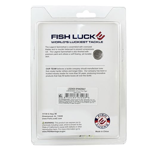Luck E Strike Jimmy Houston Legends Spinner Bait with Colorado Blades (1/2 Ounce Spinnerbait) 5/0 Hook - color: Fire Tiger