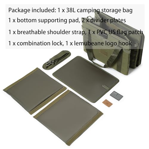Tactical Camping Storage Bag - 38L Utility Tote Bag Organizer with Combination Lock and Shoulder Strap - color: Army Green, size: 38L