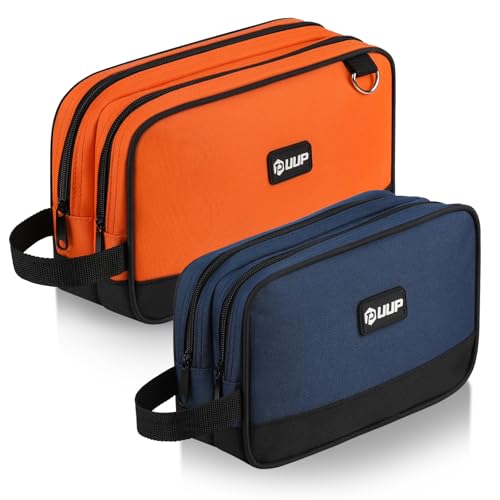 12 10" Small Tool Bag 2 Pack, Zipper Tool Pouch 2 Compartments, Utility ToolBag with Carrying Handle, Toolbox Organization, Screwdriver Storage Tool Box, Mechanic Men Dad Gifts, Orange/Green - color: Orange/Blue 2Pack, size: 12"x7"&10" x 6"