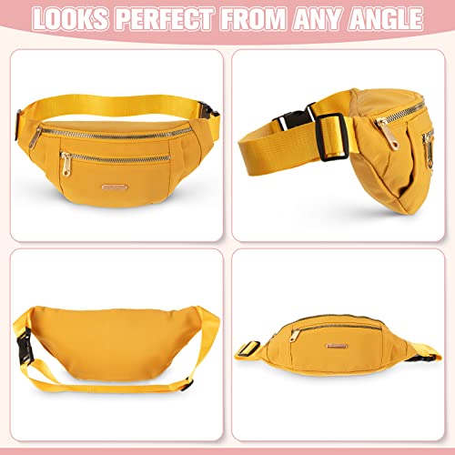 3 Pcs Waterproof Fanny Packs for Women and Men Waist Pack with Adjustable Strap Waist Pouch for Sports Running Exercise Walking Travel - color: Black, Yellow, Pink