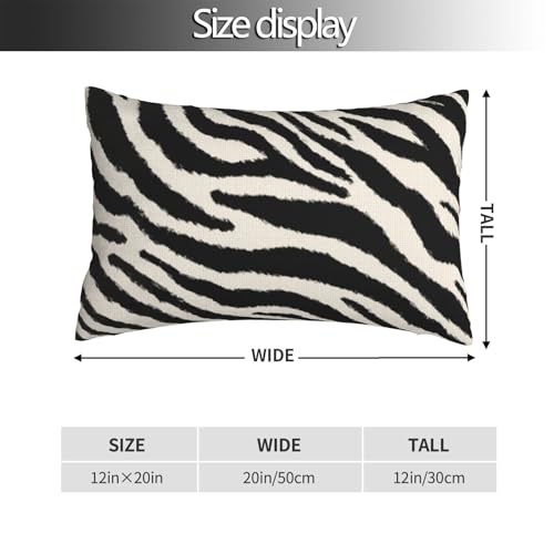 Zebra Print Striped Throw Pillow Covers Black and Beige Lumbar Pillow Cases 12x20 Inch Set of 2 Wild Animal Skin Outdoor Decorative Pillowcase Cushion Cover for Couch Sofa - color: Black, size: 20" x 12" (Pack of 2)