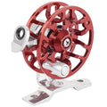 Winter Fishing Reel All Metal 1.76oz(50g) Lightweight 2.1inch(53mm) Upgrade Base Right Hand Mini Fly Wheel for Trout Pike Ice Fishing Tackle - color: Red