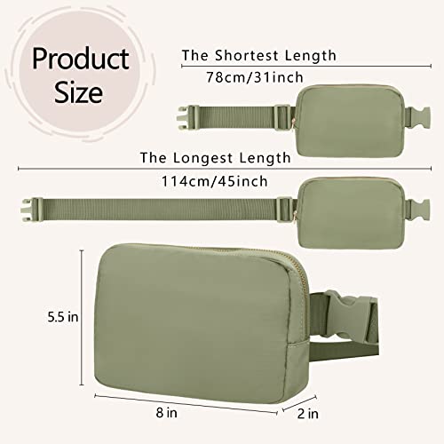 VOROLO Fanny Pack For Women And Men Crossbody Bag Belt Bag | Adjustable Strap Graduation Gifts Lightweight Travel Running - color: Black+Khaki Green