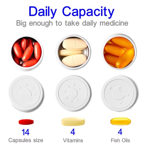 Extra Small Single Pill Box for Purse (3 Pack), Aluminum Screw Top Pill Container, 3 Times a Day Portable Waterproof Single Pill Case for Vitamins, Fish Oils, Supplements (White) - color: White