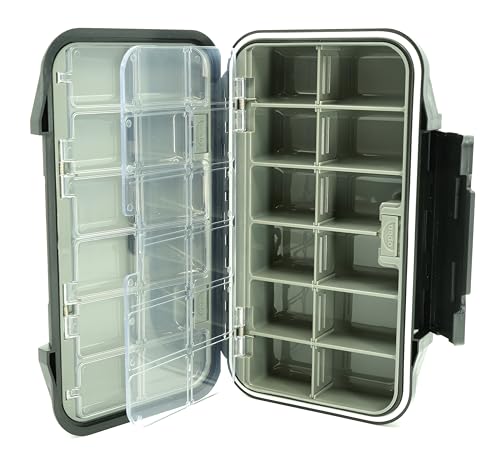 Kingfisher Large Waterproof 24 Compartment Tailwater Nymph Fly Fishing Box - color: Black